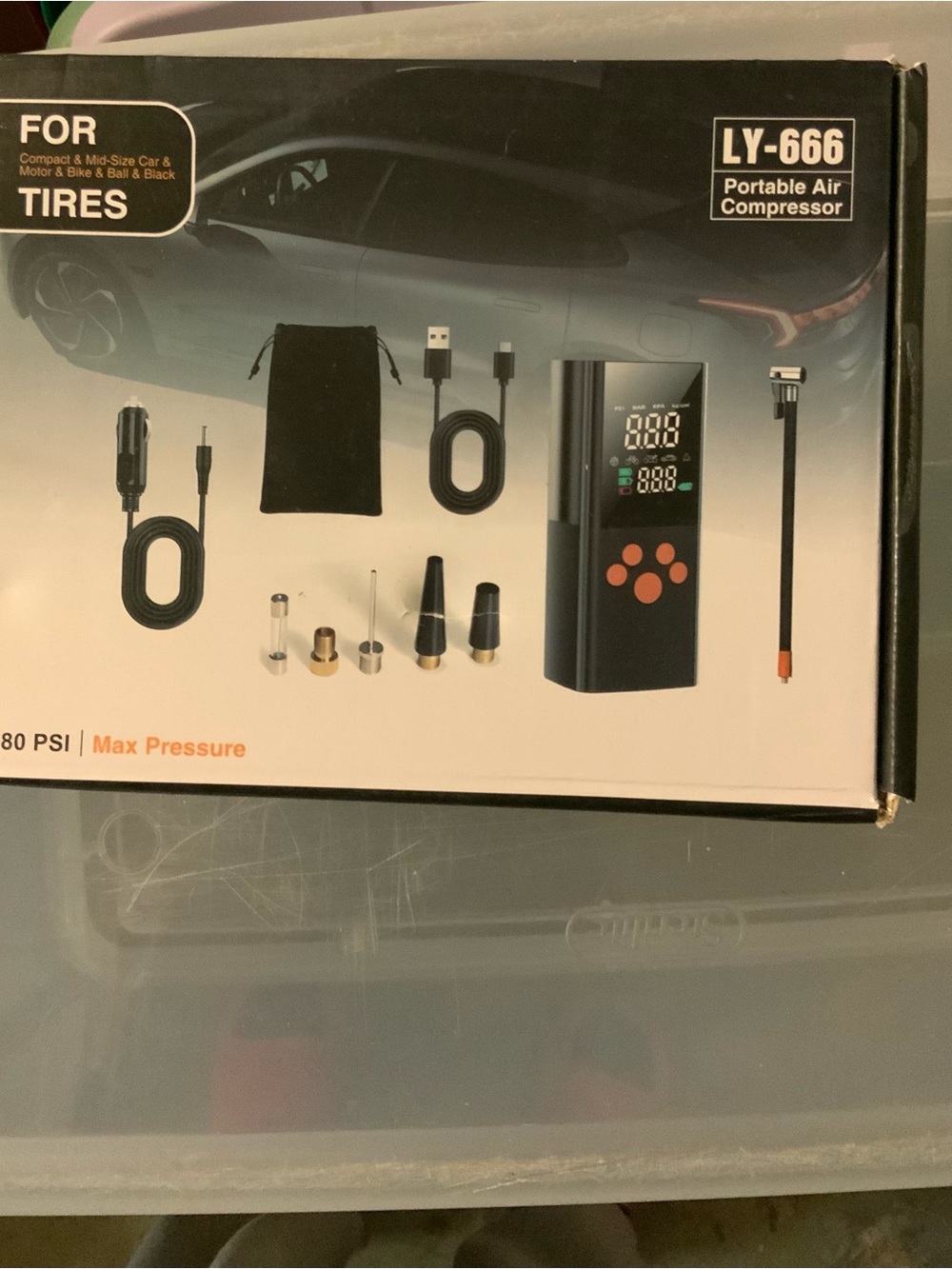 Portable Air Compressor Tire Inflator - Black